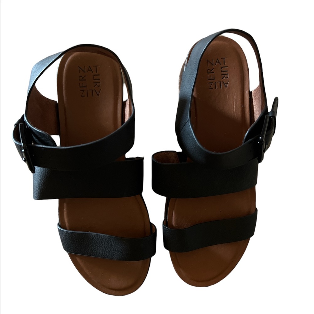 Naturalizer Billie Black Leather Platform Sandal, 11 - Picture 12 of 13